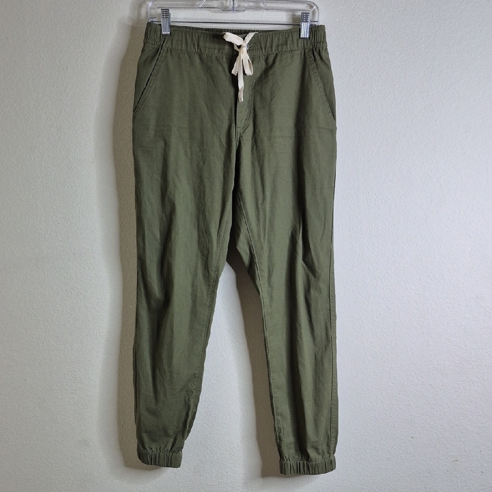J. Crew Green Sweatpants with Elastic Waistband and Tapered Ankles